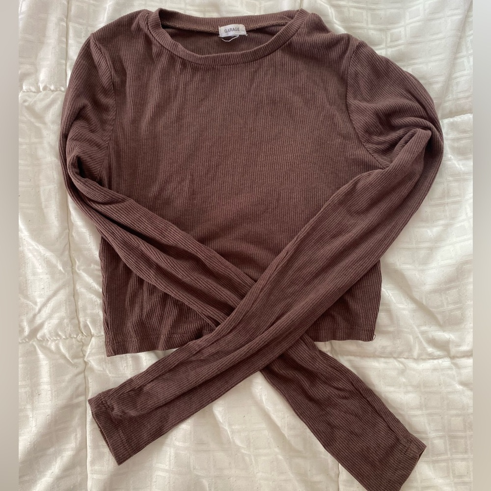 Small Brown Garage tight crop top